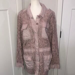 Lane Bryant Women’s Button down Crochet Lace Shacket. Size 18/20 Feminine Mauve